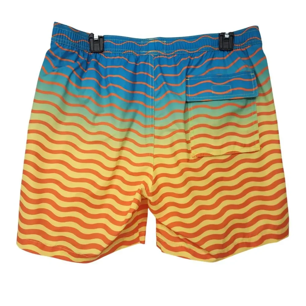 Psycho‎ Bunny Lemon Tonic Pridmouth Patterned Lined Swim Trunks Men's L